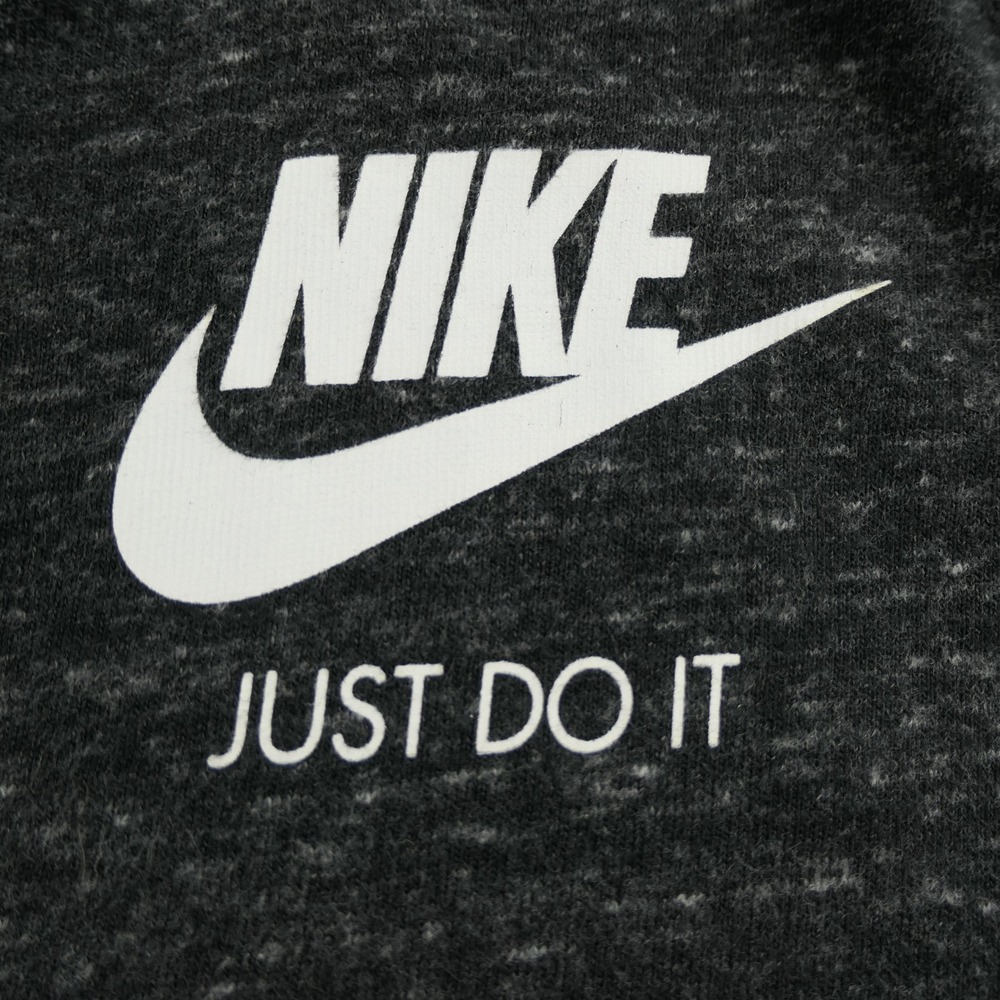 Nike Hoodie Womens Large Full Zip Heathered Black Just Do It Logo Sportswear Gym